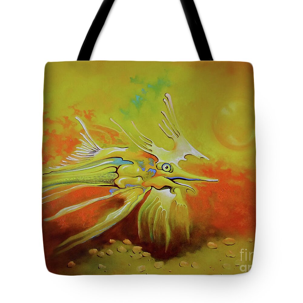 Animals Tote Bag featuring the painting Dragonfish by Alexa Szlavics