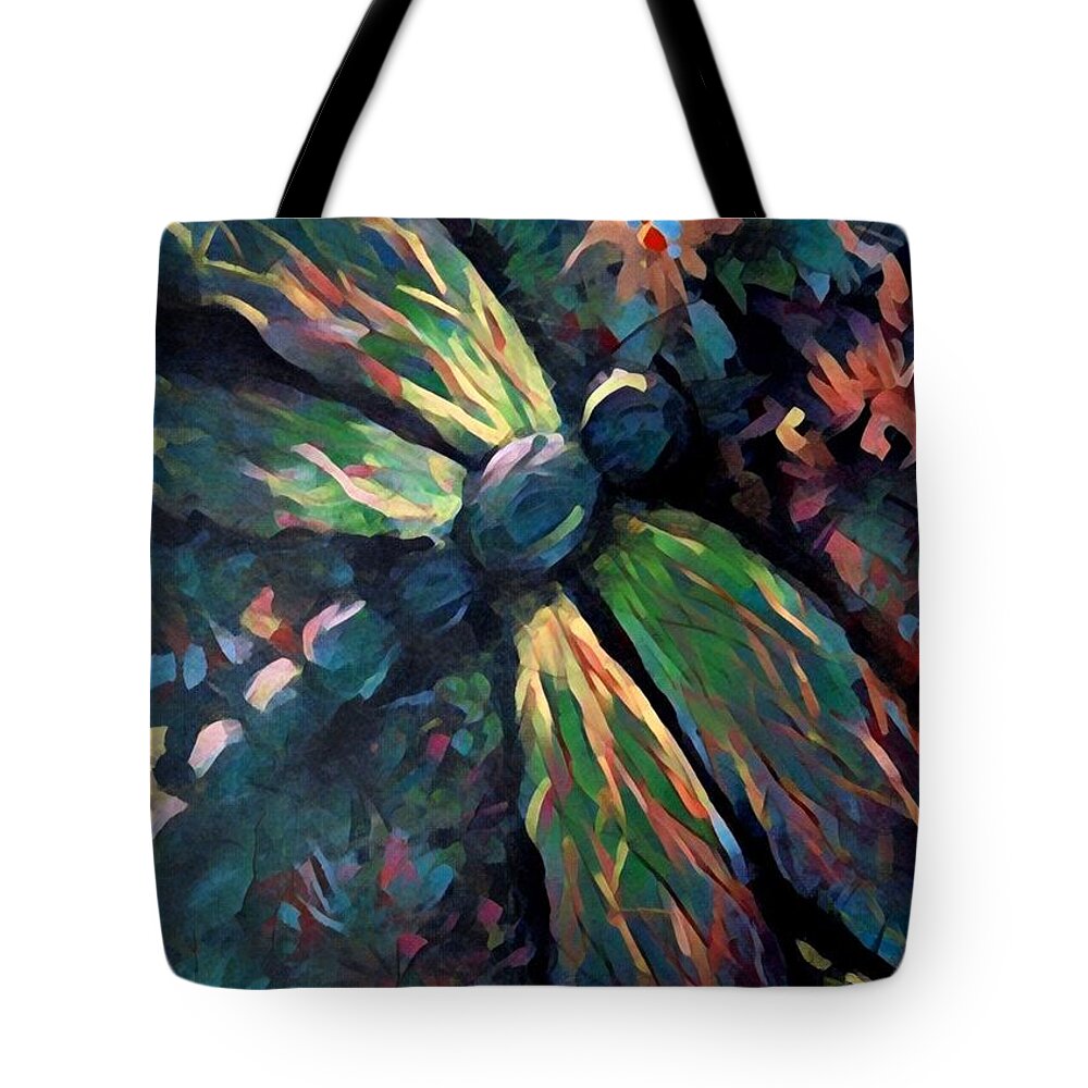 Dragonflies Tote Bag featuring the painting Dragonfly series 4 by Megan Walsh