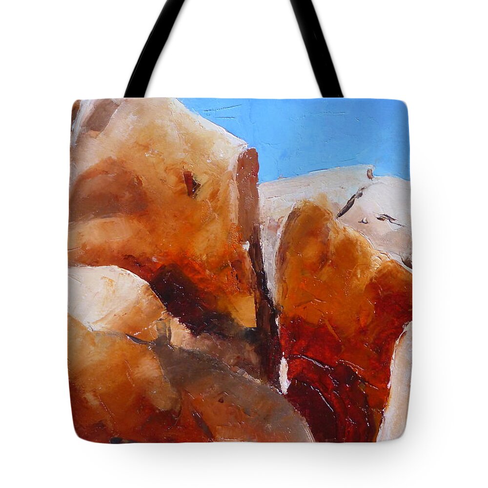 Landscape Tote Bag featuring the painting Dragoon Boulders by Susan Woodward