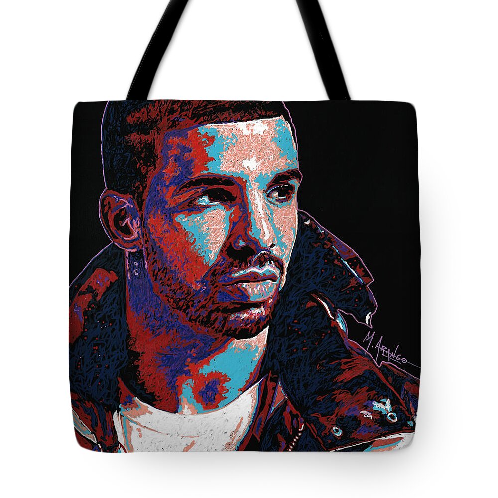 Drake Tote Bag featuring the painting Drake by Maria Arango
