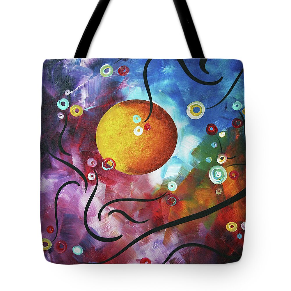 Drama Unleashed Tote Bag featuring the painting Drama Unleashed 3 by Megan Aroon