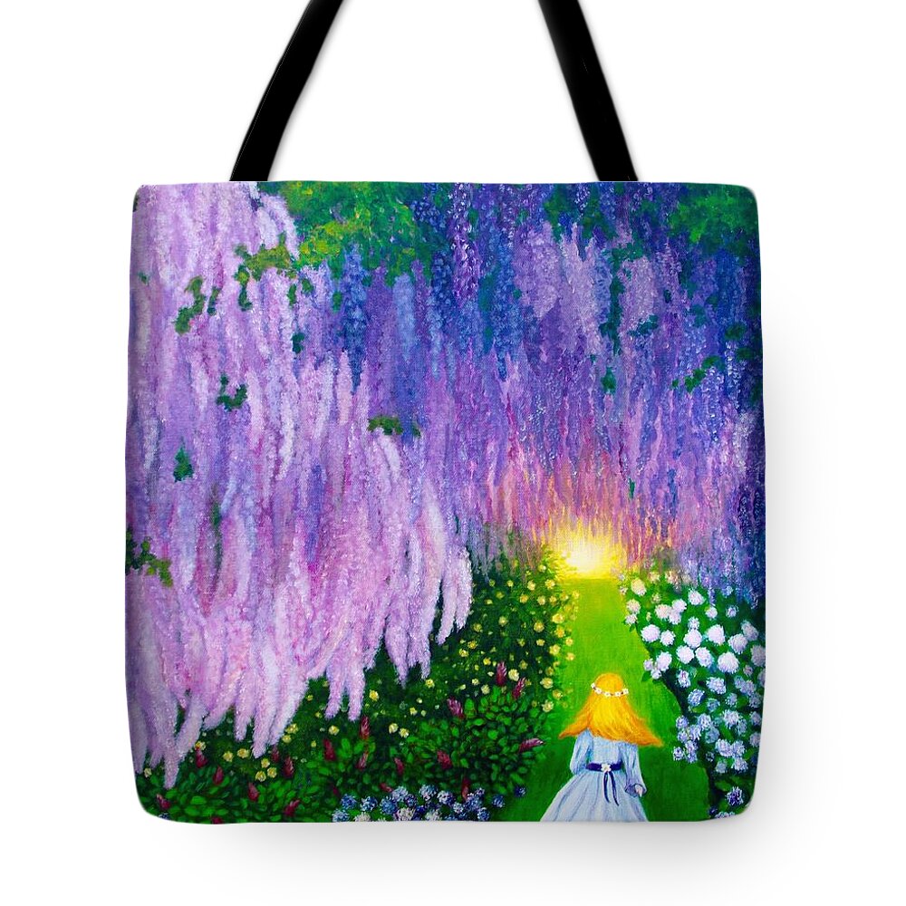 Wisteria Tote Bag featuring the painting Drawing Me In by Wendi Curtis