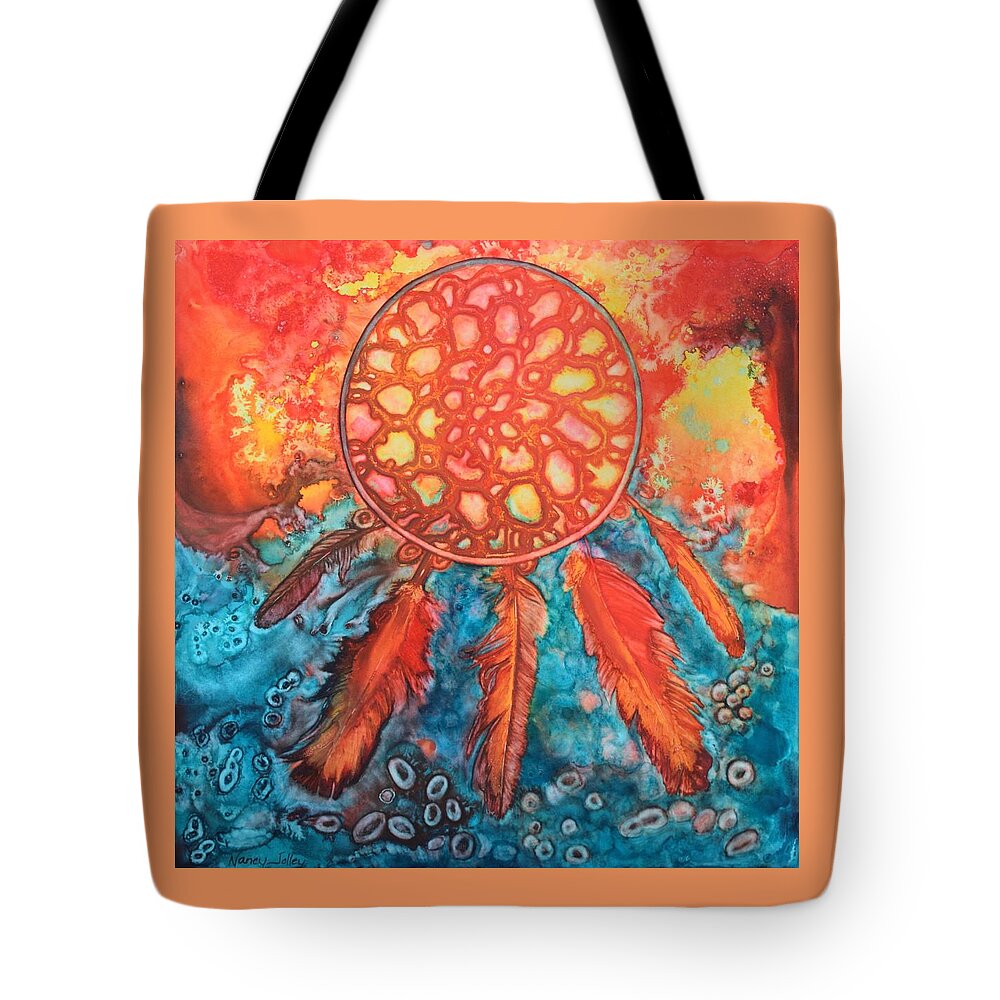 Dream Catcher Tote Bag featuring the painting Dream Catcher by Nancy Jolley