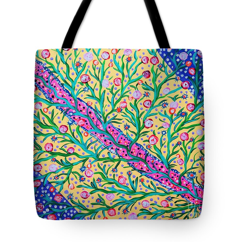 Abstract Tote Bag featuring the painting Dream by Gina Nicolae Johnson