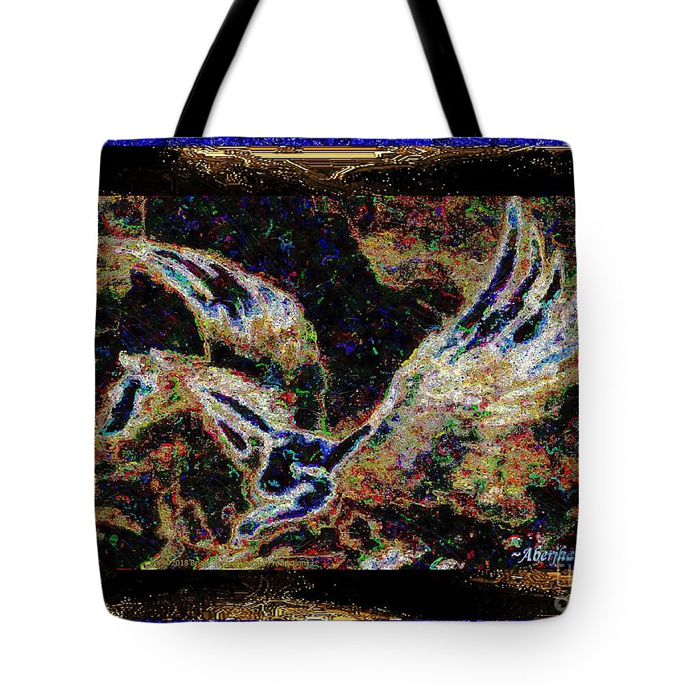 Chromatic Poetics Tote Bag featuring the mixed media Dream of the Horse with Painted Wings by Aberjhani