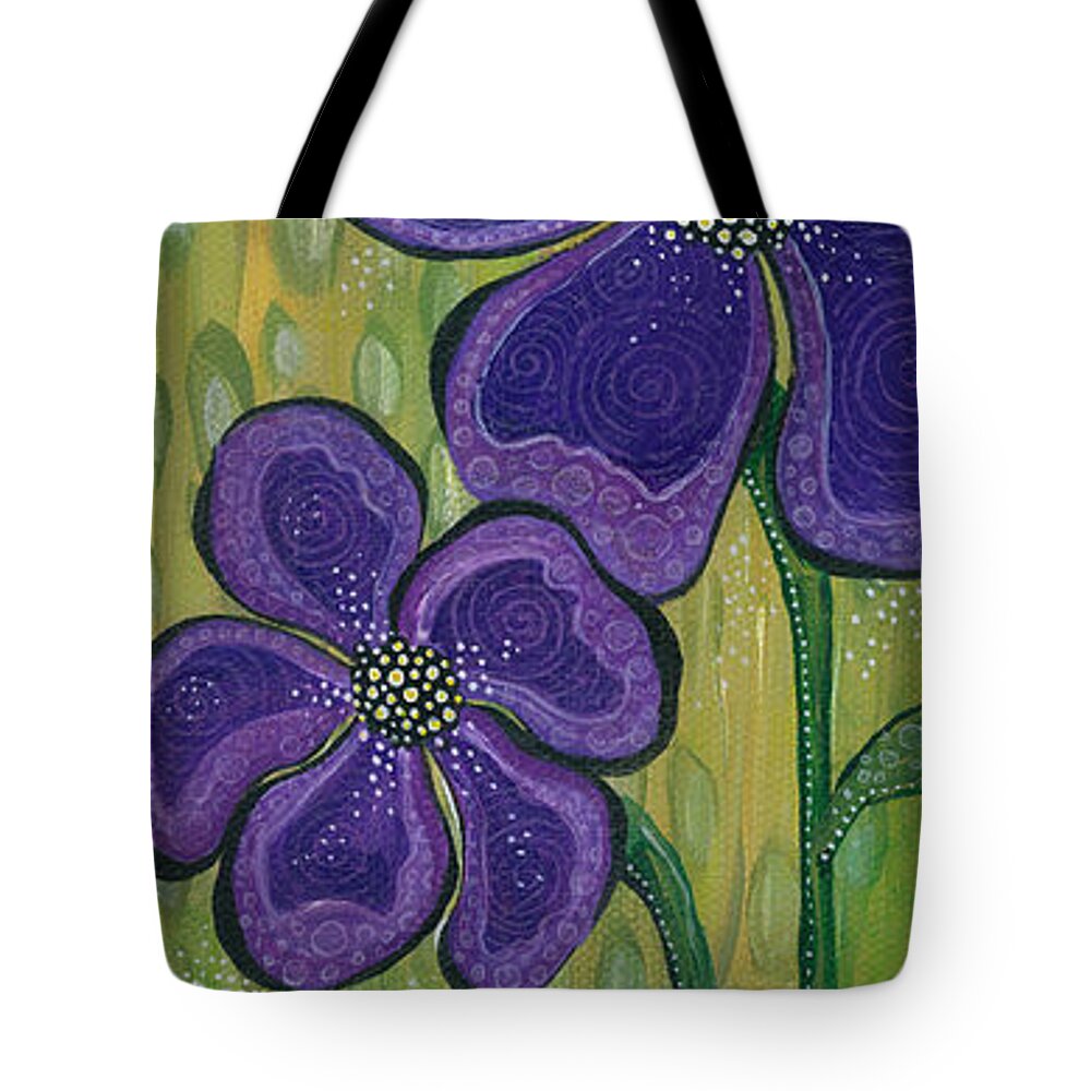Purple Flowers Tote Bag featuring the painting Dream by Tanielle Childers
