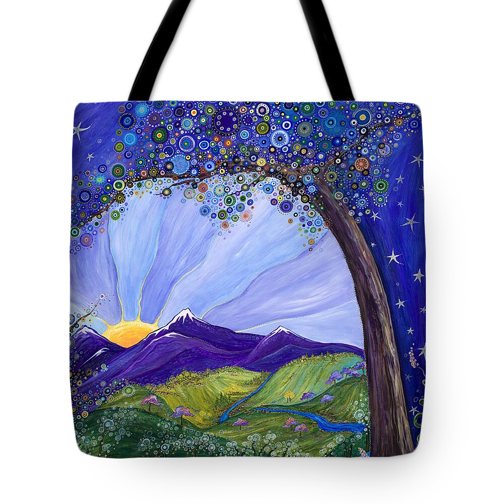 Moon Tote Bag featuring the painting Dreaming Tree by Tanielle Childers
