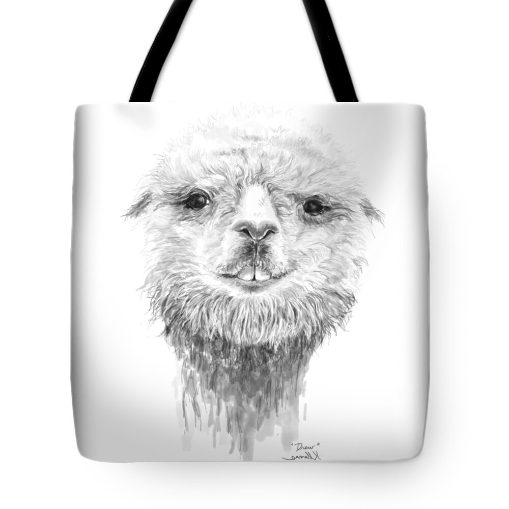 Llama Art Tote Bag featuring the drawing Drew by Kristin Llamas