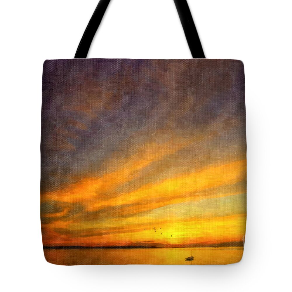 Sunset Tote Bag featuring the painting Drifting by Chris Armytage