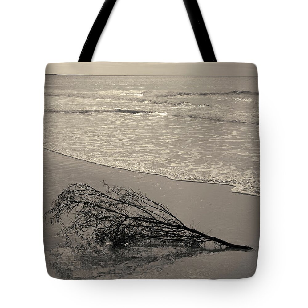 Driftwood Tote Bag featuring the photograph Driftwood - Good Harbor Beach Toned by David Gordon