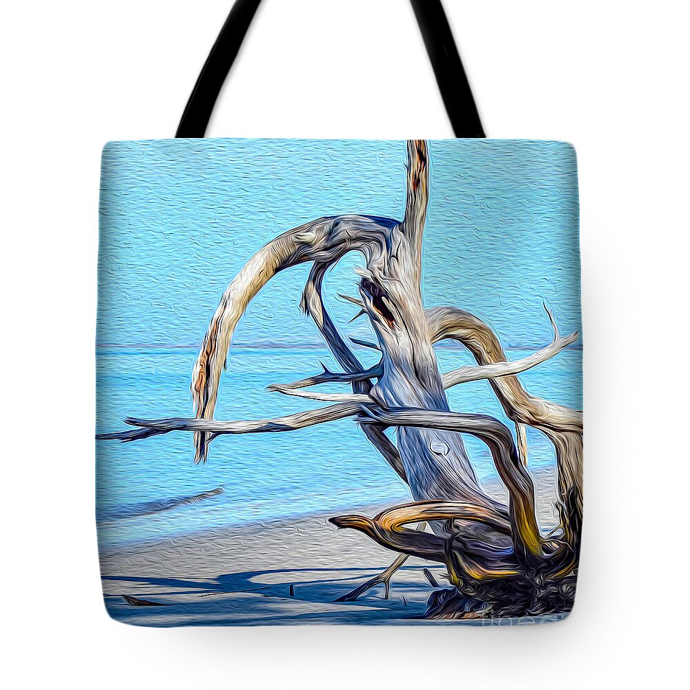 Art Tote Bag featuring the painting Driftwood on Jekyll by DB Hayes