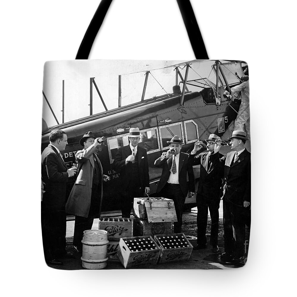 Prohibition Tote Bag featuring the photograph Drinking Prohibition Agents by Jon Neidert