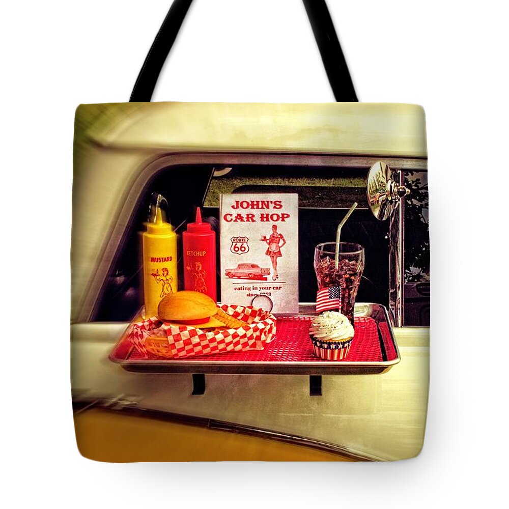 Car Tote Bag featuring the photograph John's Car Hop by Doc Braham