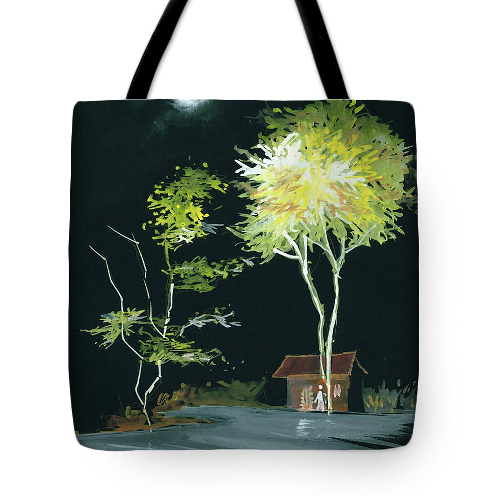 Nature Tote Bag featuring the painting Drive Inn by Anil Nene