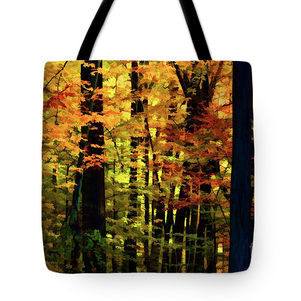 Nature Tote Bag featuring the digital art Driveby Shooting No.14 Goldenwoods by Xine Segalas