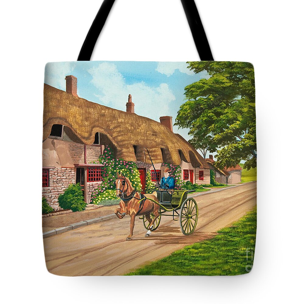 English Painting Tote Bag featuring the painting Driving a Jaunting Cart by Charlotte Blanchard