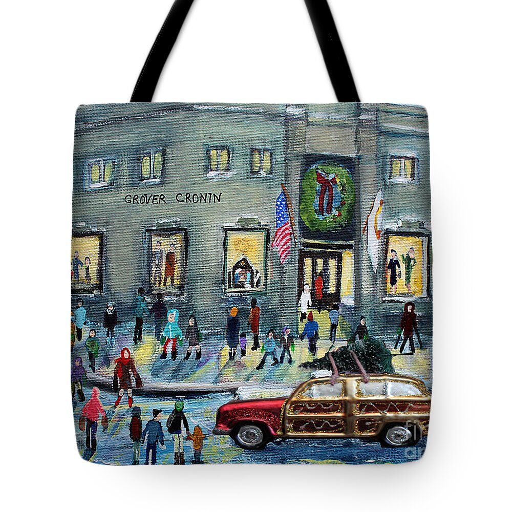 Landscape Tote Bag featuring the painting Driving by Cronins, After Getting the Tree by Rita Brown