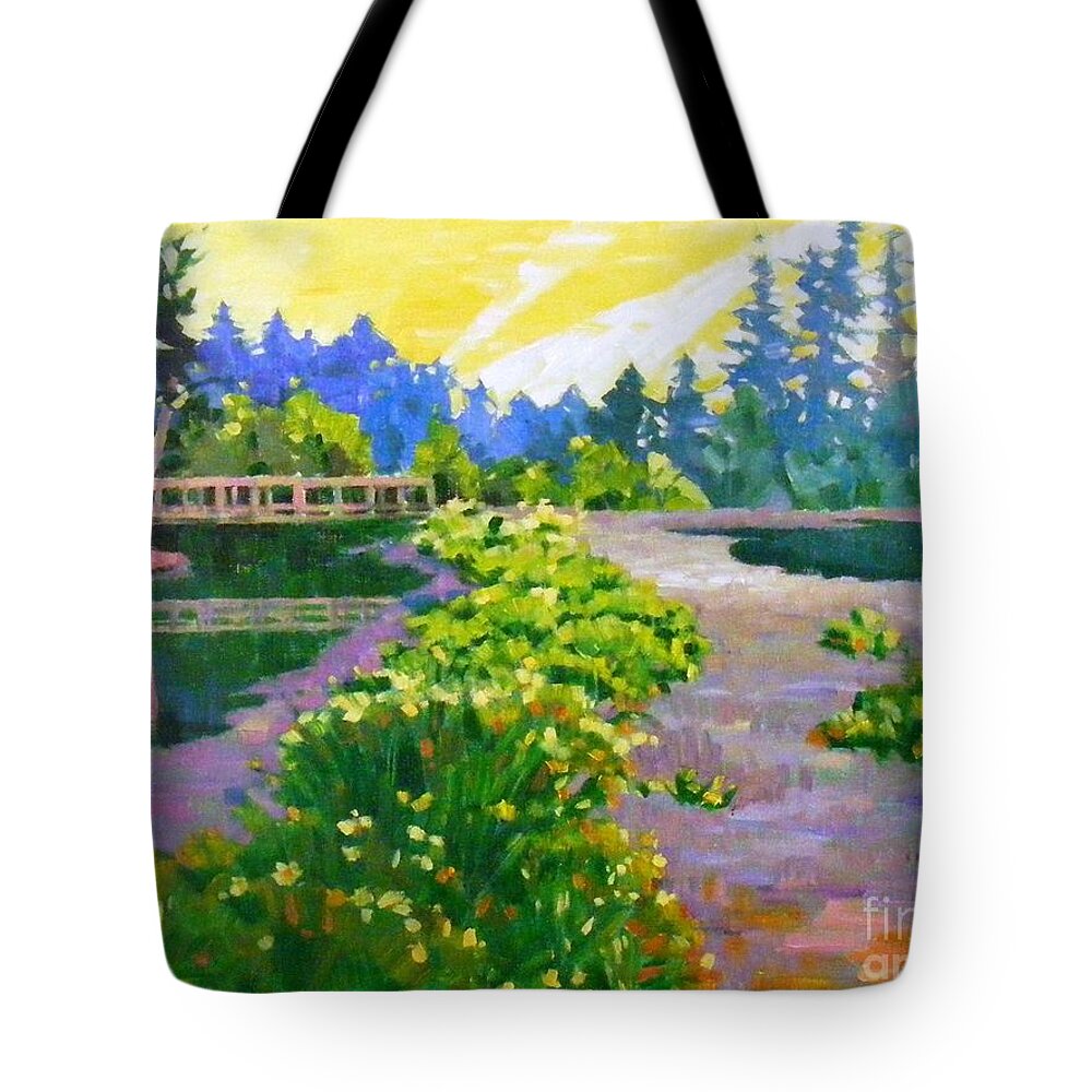 Drizzling Tote Bag featuring the painting Drizzling seaside by Celine K Yong