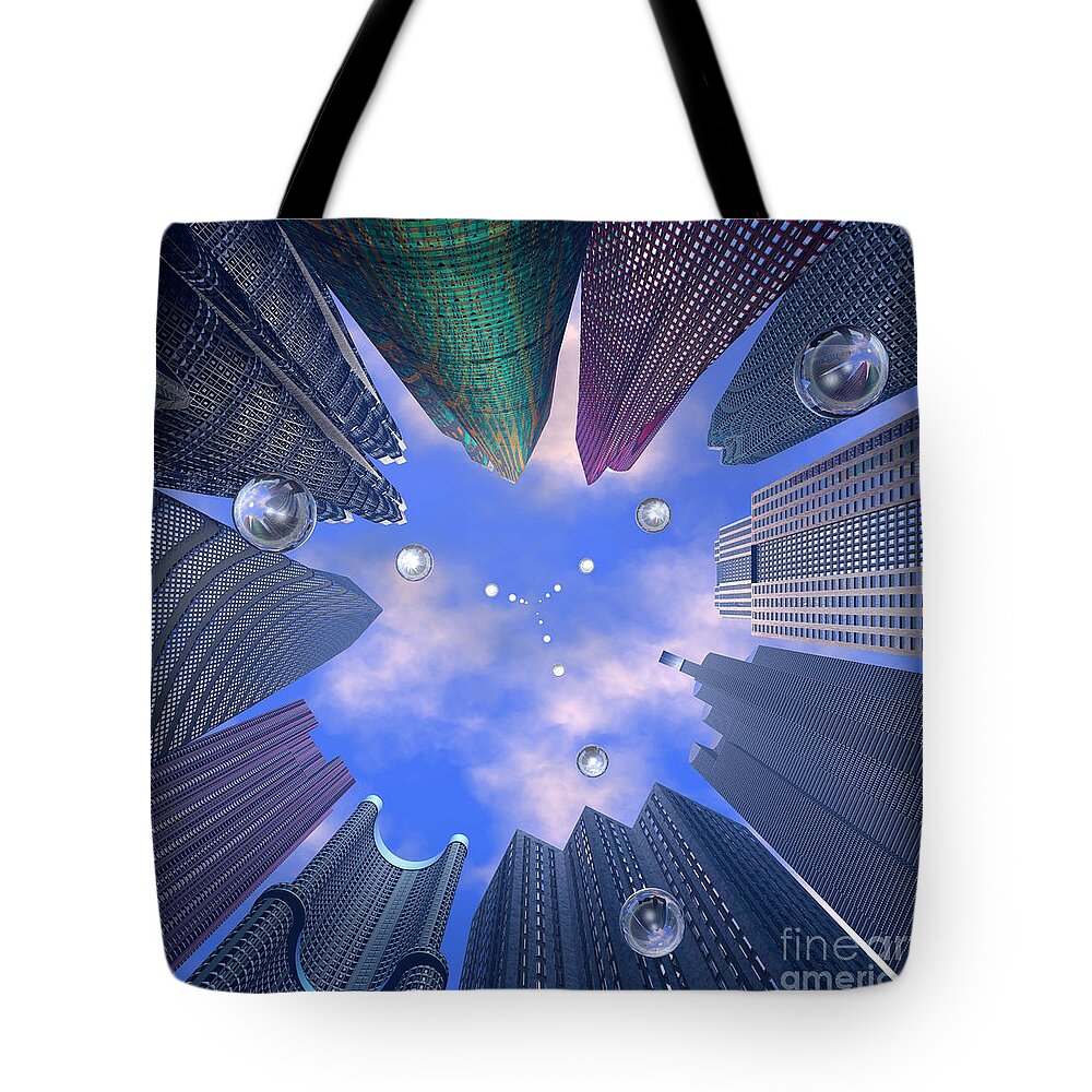 Science Fiction Tote Bag featuring the digital art Drop Matrix 2 by Walter Neal