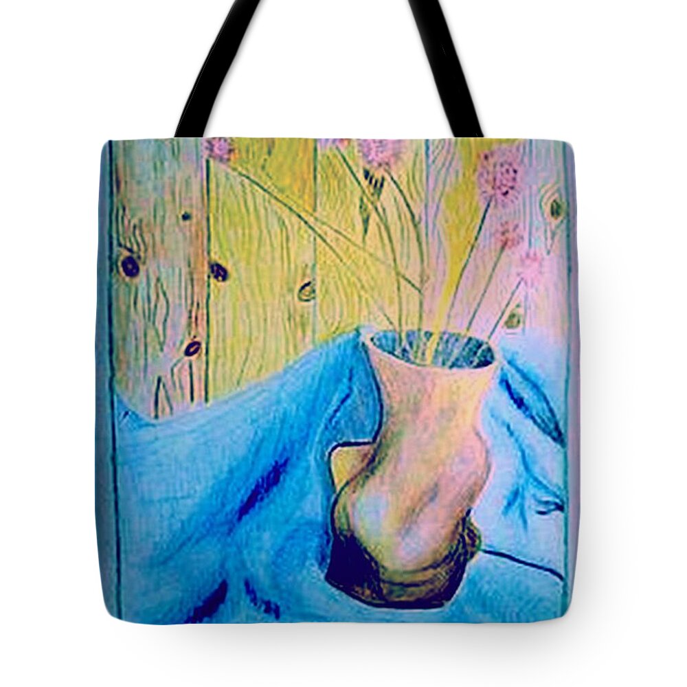 Landscape Dry Flowers Tote Bag featuring the drawing Dry flowers by Dr Loifer Vladimir
