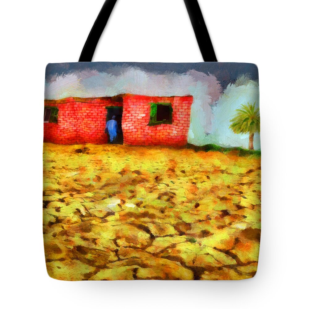 Dry Land Tote Bag featuring the painting Dry land by George Rossidis