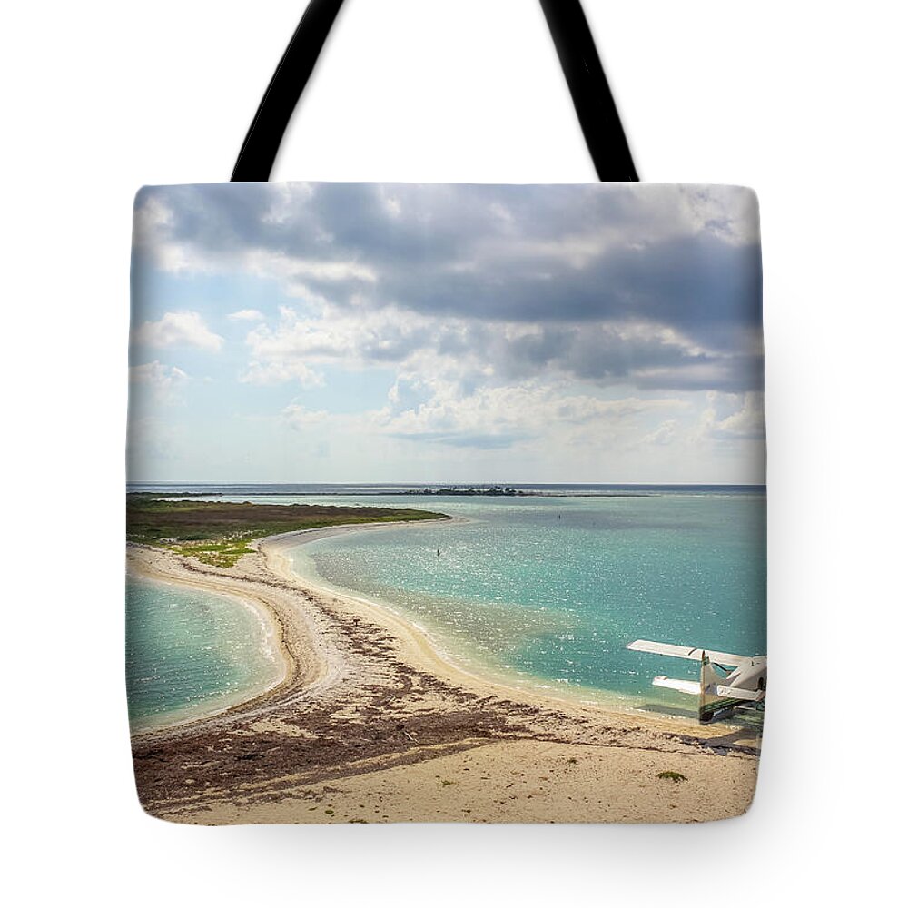 Florida Tote Bag featuring the photograph Dry Tortugas seaplane by Benny Marty