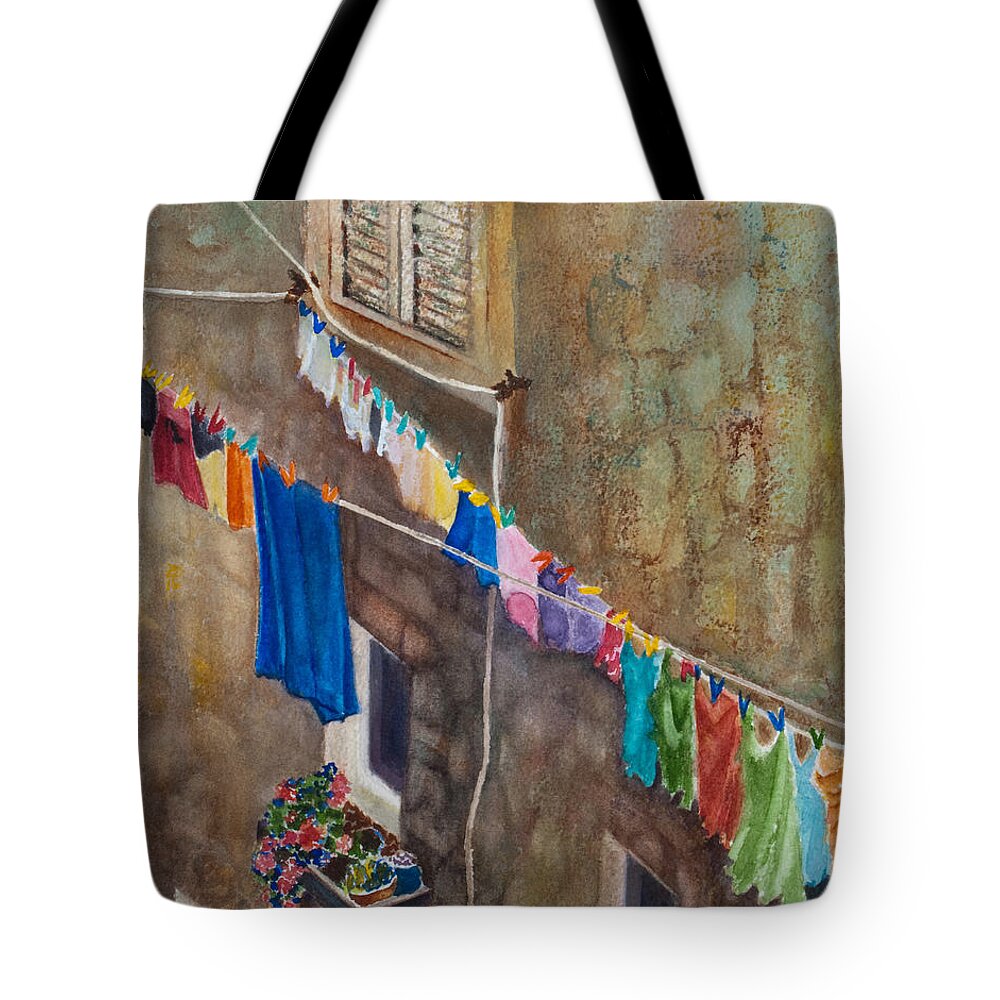 Laundry Tote Bag featuring the painting Drying Time by Karen Fleschler