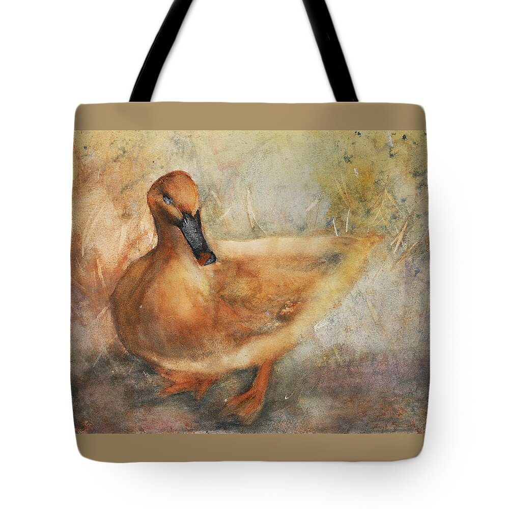 Duck Tote Bag featuring the painting Duck by Denice Palanuk Wilson