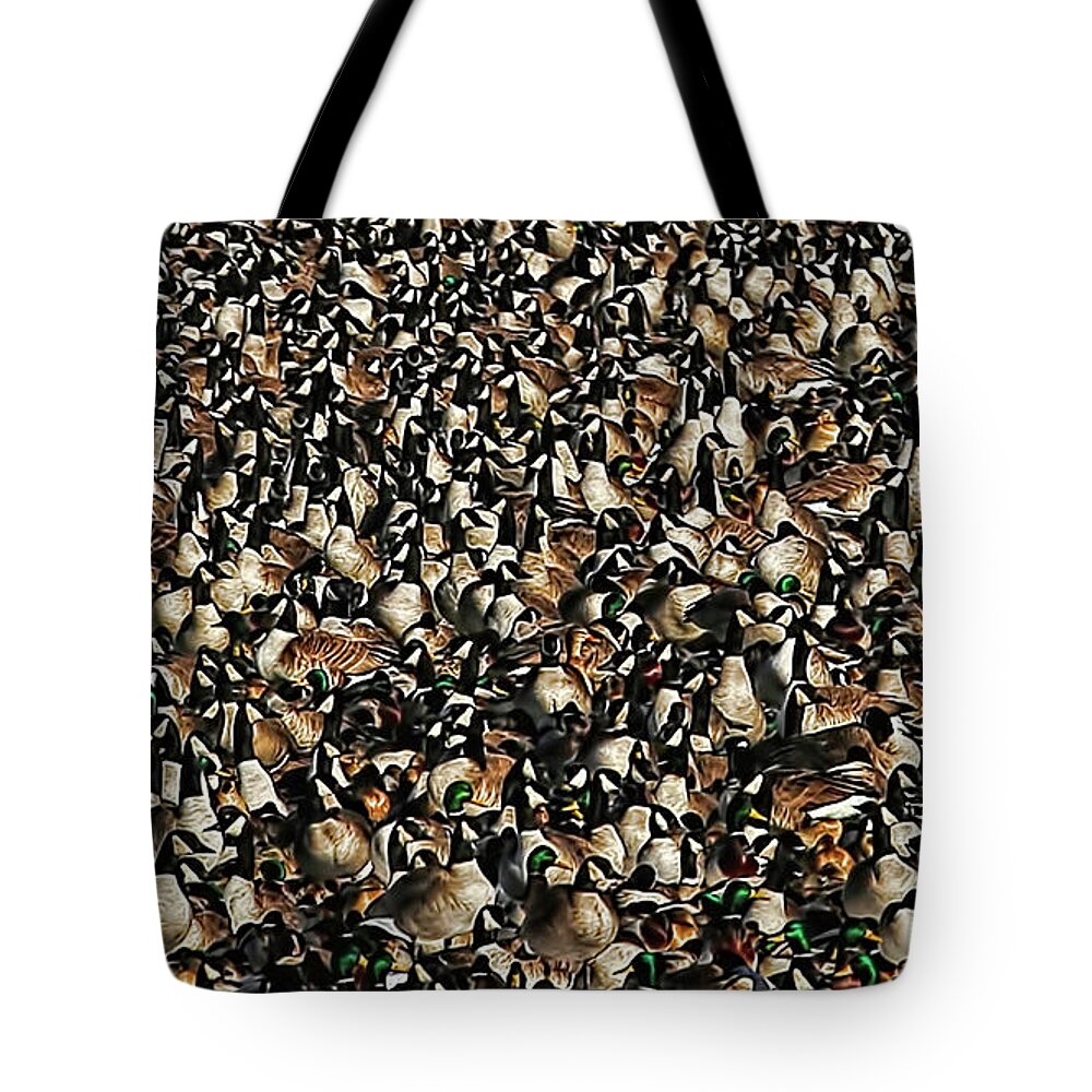 Nature Abstraction Tote Bag featuring the photograph Duck Geese Abstraction by Elizabeth Winter