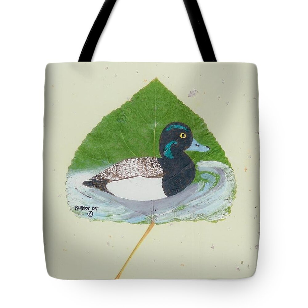 Wildlife Tote Bag featuring the painting Duck on pond #2 by Ralph Root