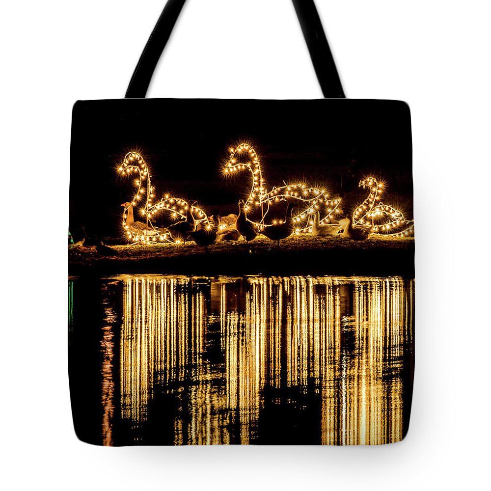 Christmas Tote Bag featuring the photograph Duck Pond Christmas by Joe Shrader
