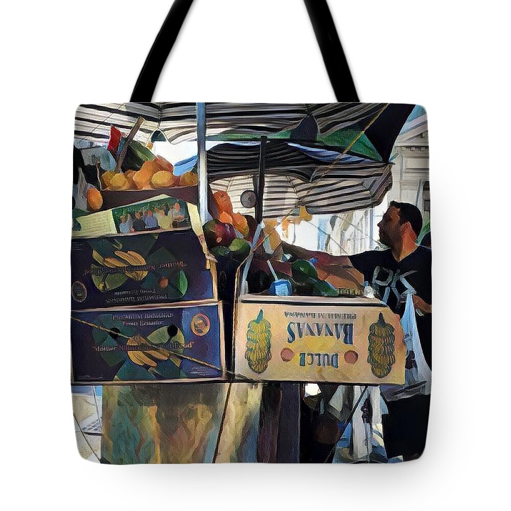  Tote Bag featuring the photograph Dulce Bananas - Market Day In New York - variation by Miriam Danar