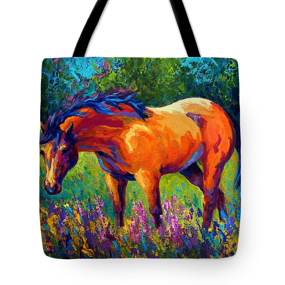 Horses Tote Bag featuring the painting Dun Mare by Marion Rose