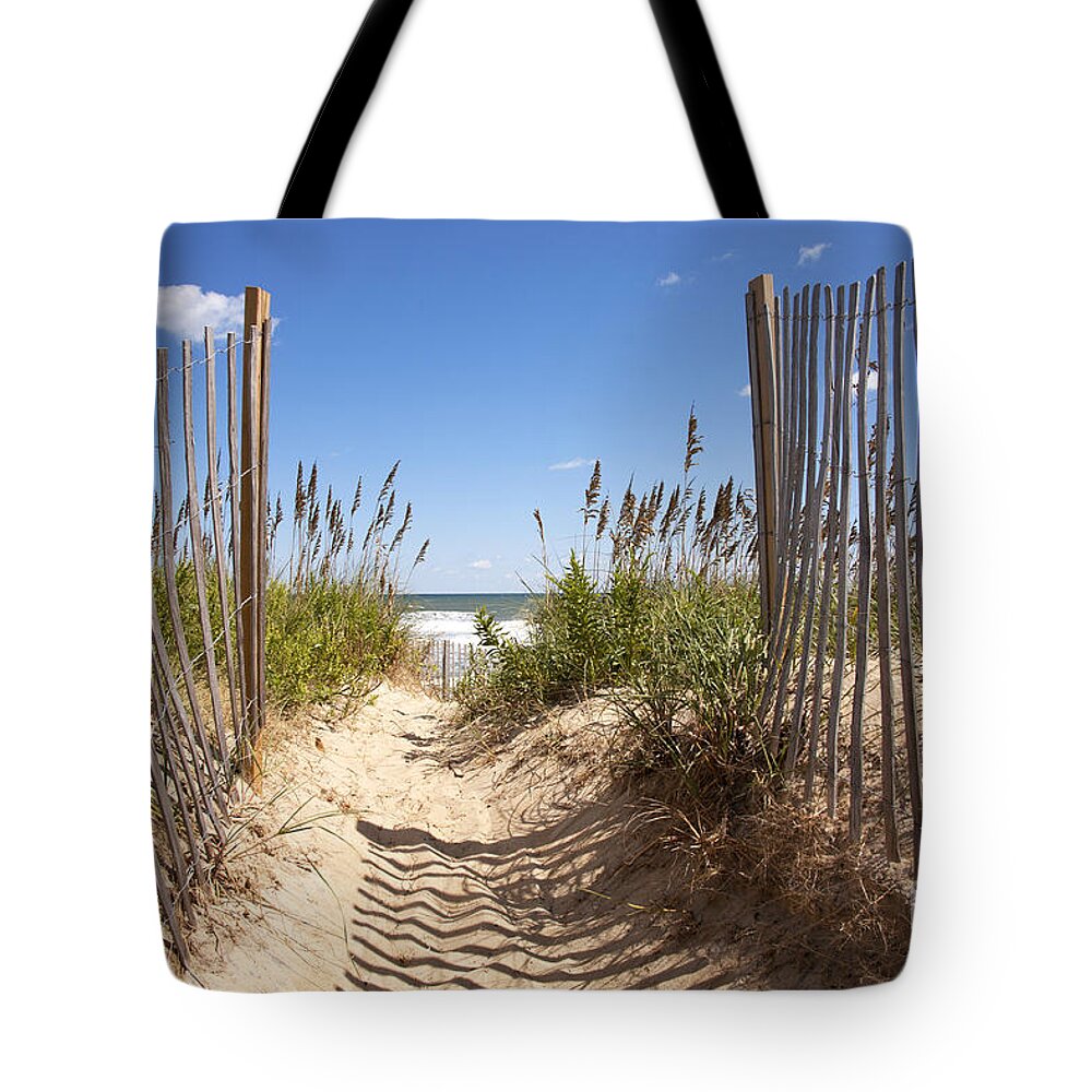 Access Tote Bag featuring the photograph Dunes to the Beach by Karen Foley