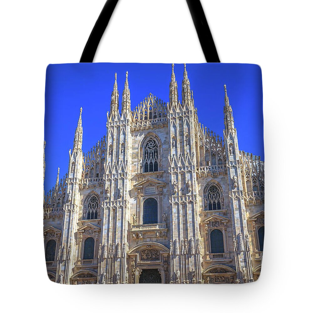 Milan Tote Bag featuring the photograph Duomo cathedral facade by Benny Marty