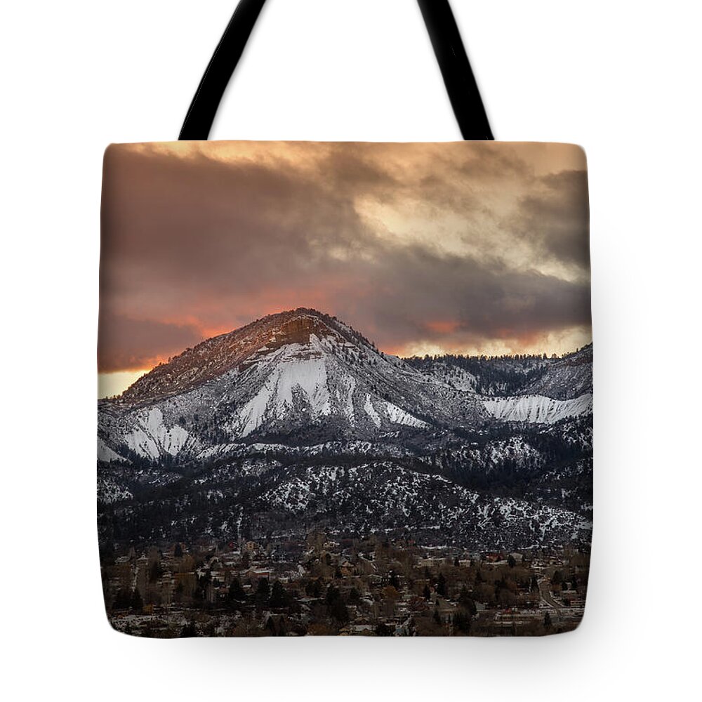 Colorado Tote Bag featuring the photograph Durango Sunset by Jen Manganello