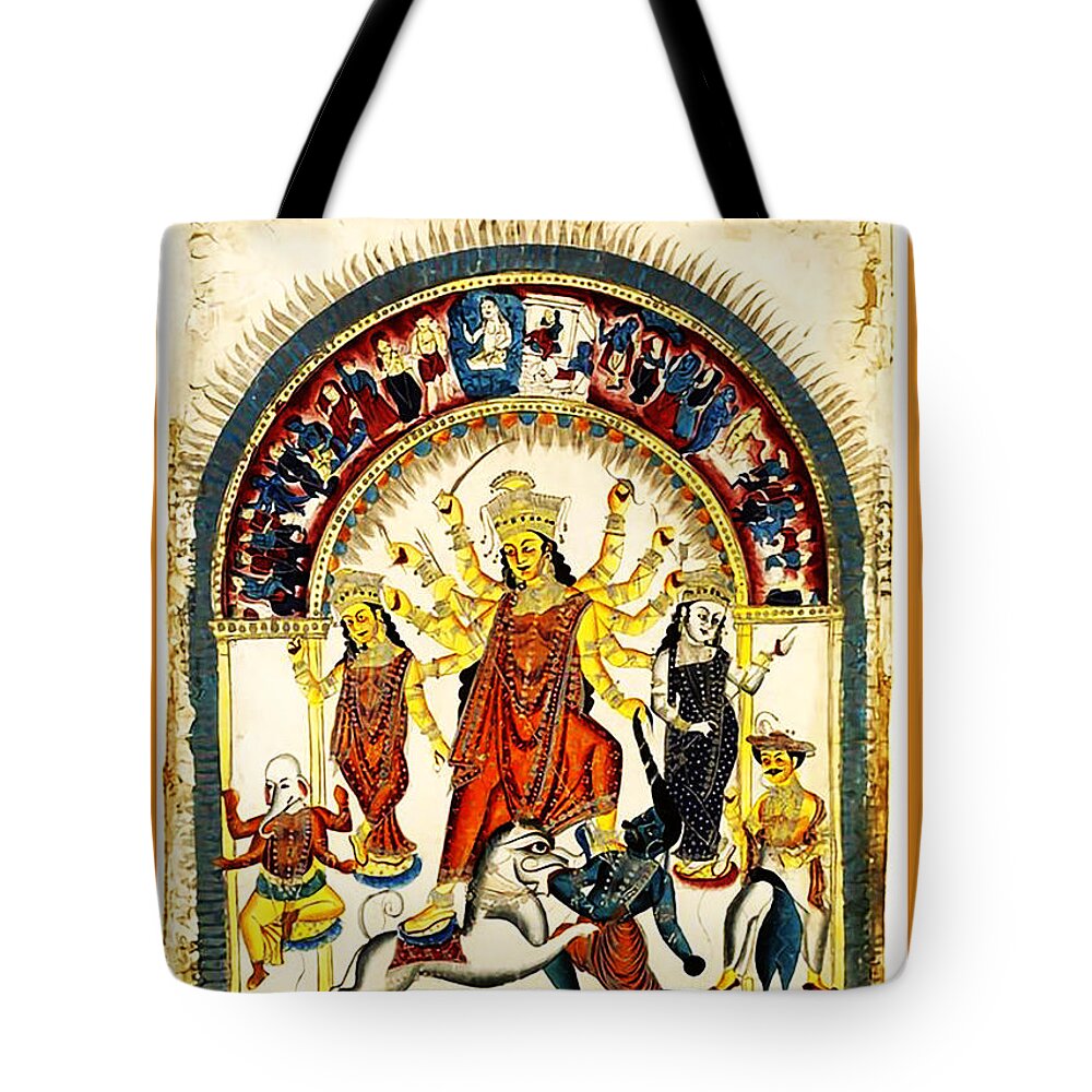 Durga Tote Bag featuring the digital art Durga by Asok Mukhopadhyay