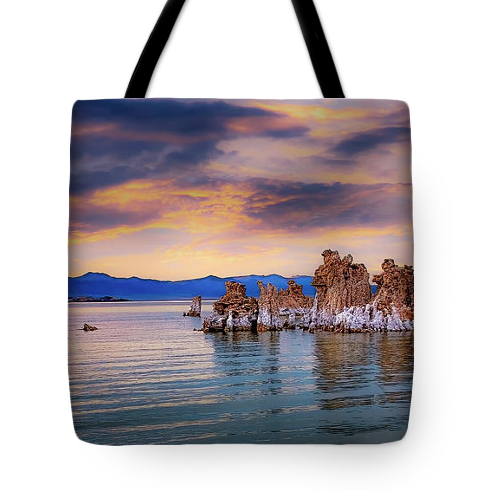 Endre Tote Bag featuring the photograph Dusk At Mono Lake by Endre Balogh