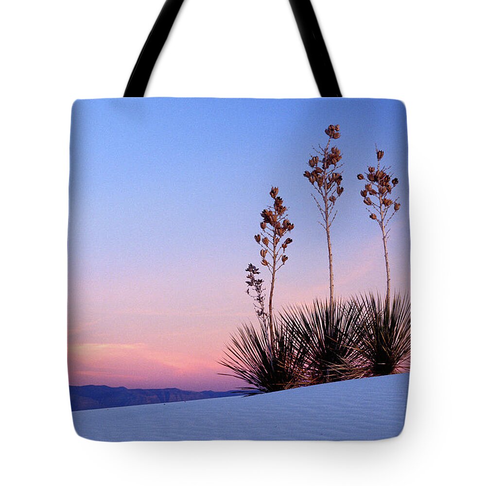 Sand Dune Tote Bag featuring the photograph Dusk at White Sands by Jerry Griffin