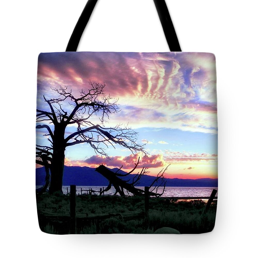 Lake Tahoe Tote Bag featuring the photograph Dusk Over Lake Tahoe by Kirsten Giving