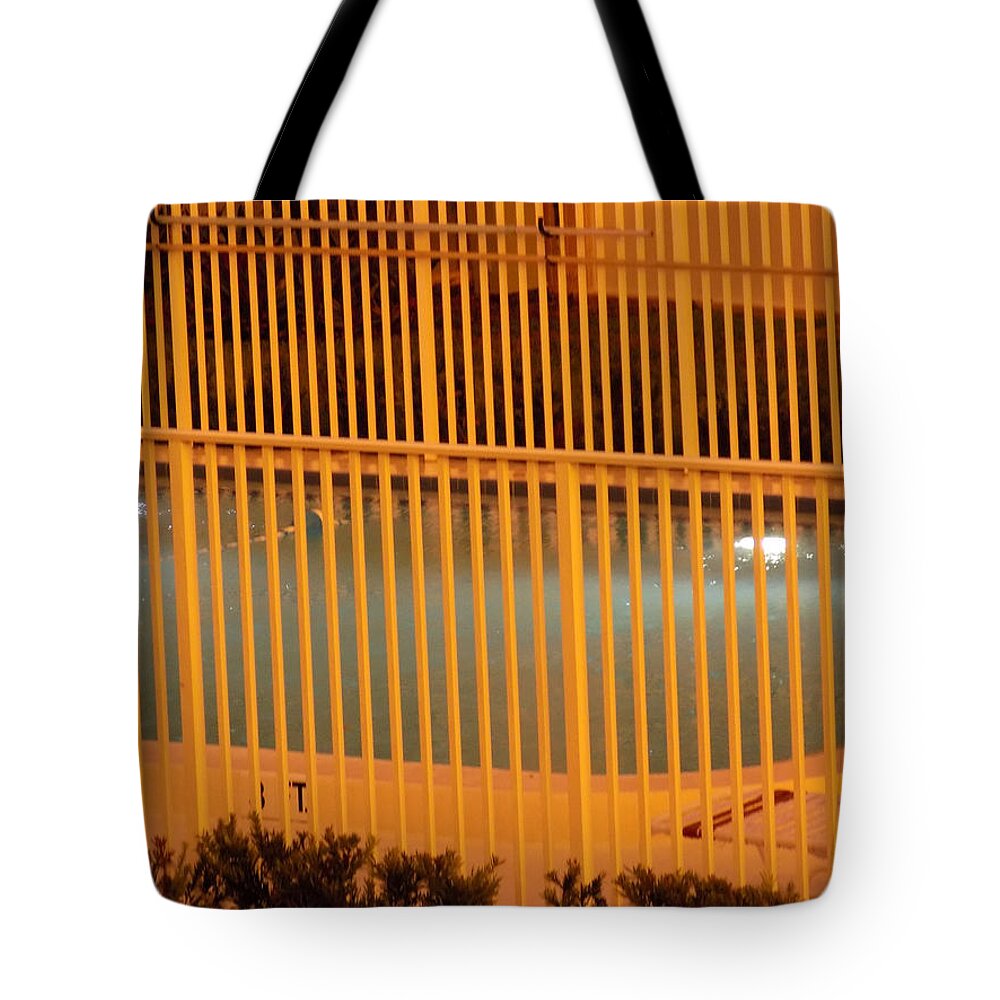 Pool Tote Bag featuring the photograph Dusk Pool With Rain by William Tasker