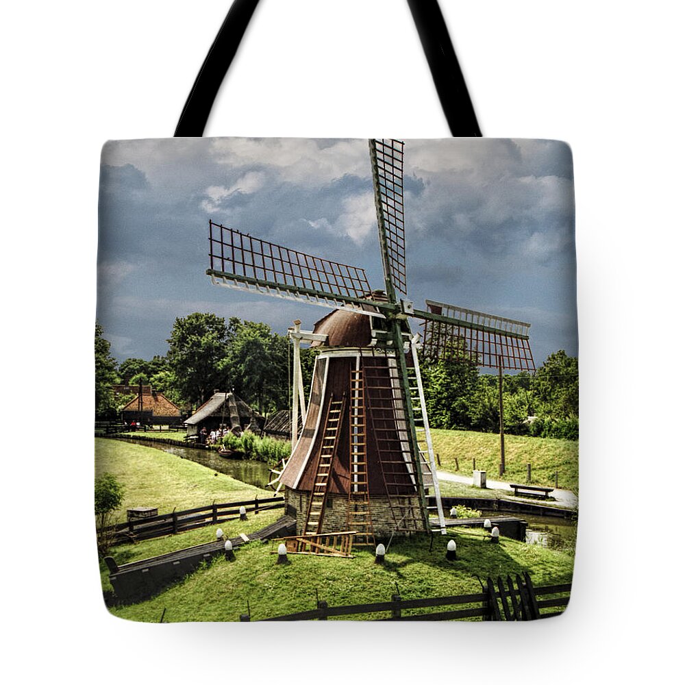 Art Tote Bag featuring the photograph Dutch Windmill in the Zuiderzee Museum in the Netherlands by Randall Nyhof