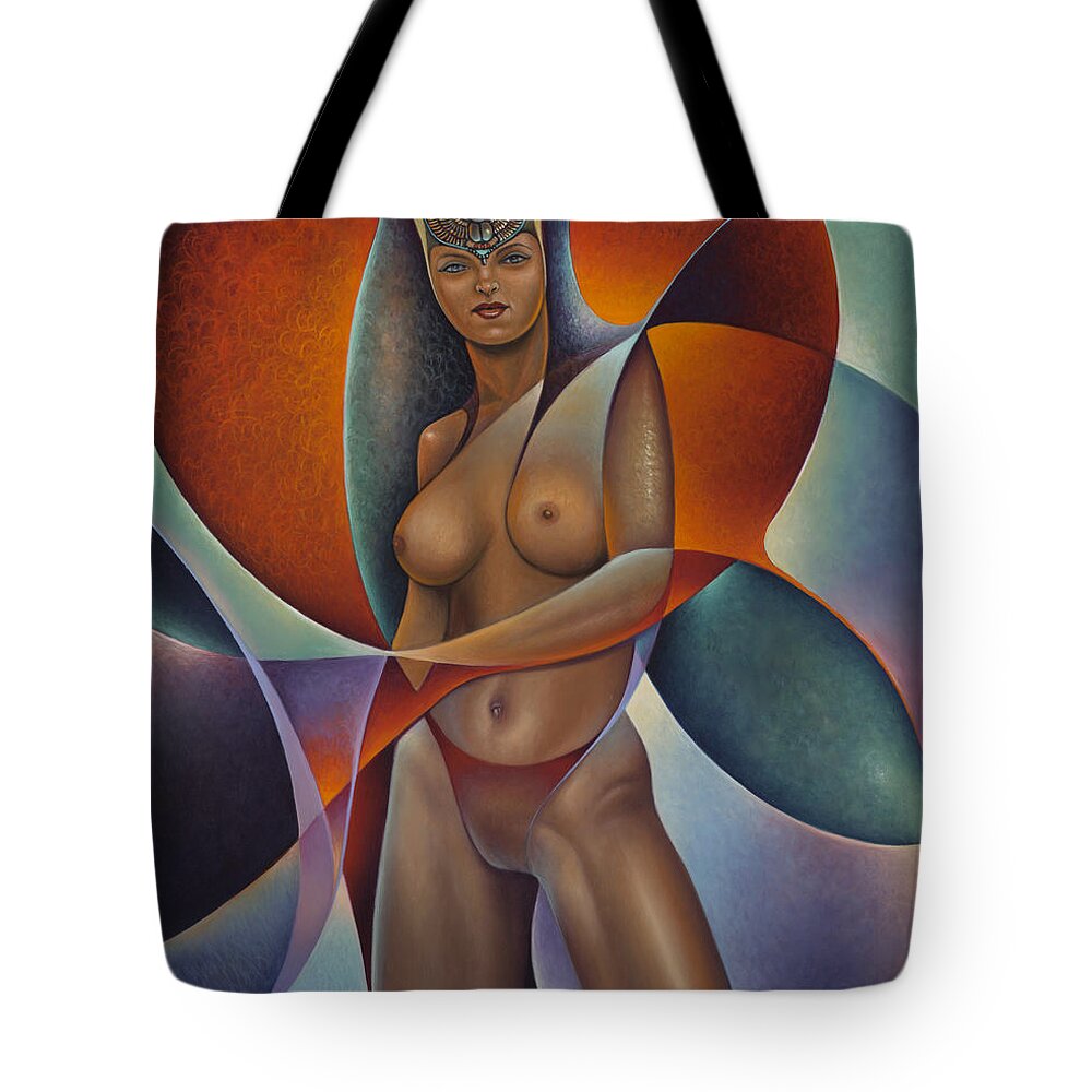 Queen Tote Bag featuring the painting Dynamic Queen I by Ricardo Chavez-Mendez
