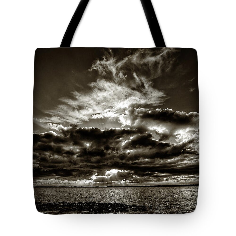 Sunset Tote Bag featuring the photograph Dynamic Sunset - Sepia by Christopher Holmes