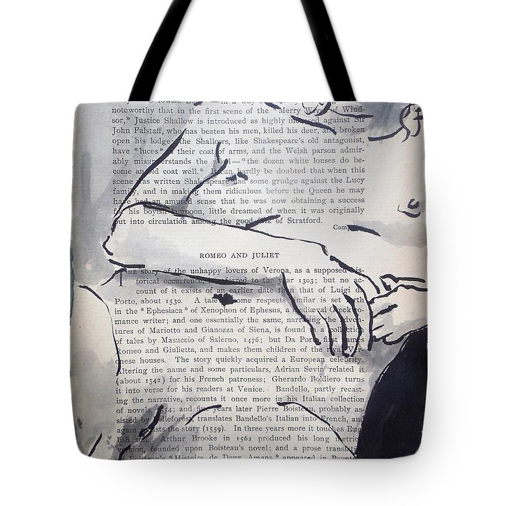 Sumi Ink Tote Bag featuring the drawing E. Dowden 1452 by M Bellavia