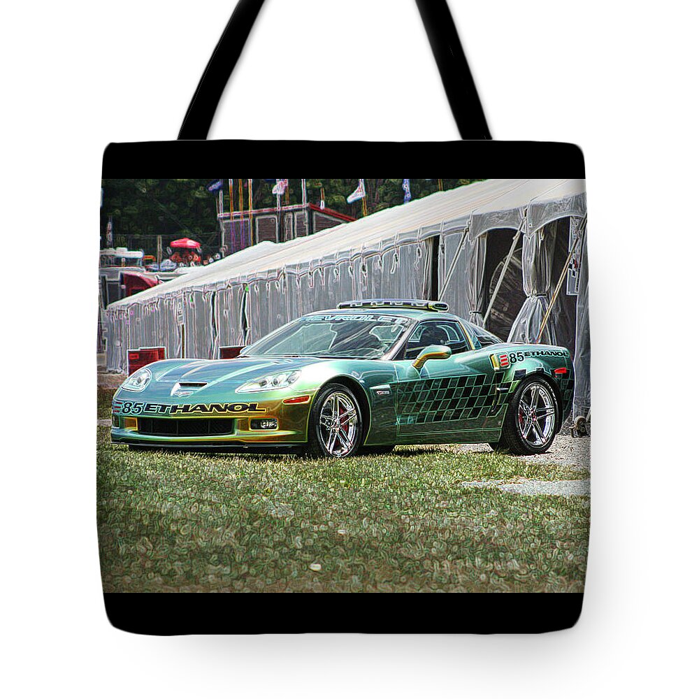 E85 Tote Bag featuring the digital art E85 Corvette pace car by Darrell Foster
