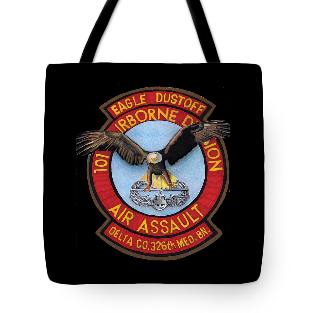 Eagle Tote Bag featuring the drawing Eagle Dustoff by Bill Richards