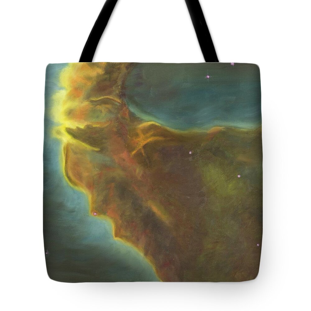 Nebula Tote Bag featuring the painting Eagle Nebula by Neslihan Ergul Colley