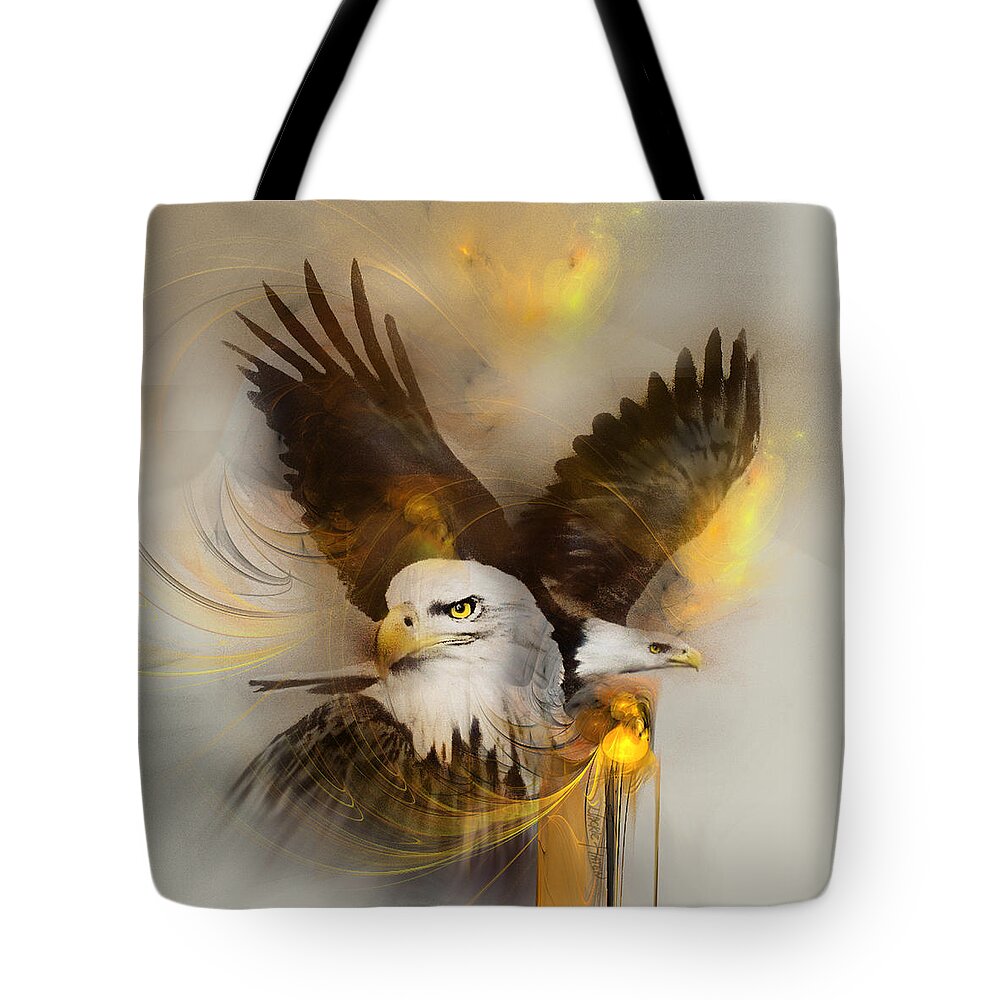 Eagle Canvas Prints Tote Bag featuring the painting Eagle Pair by Jackie Flaten