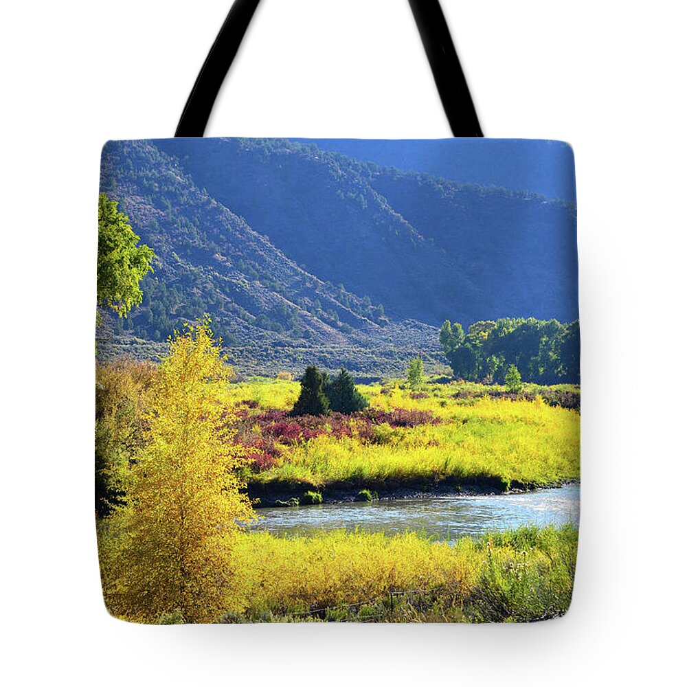 Colorado Tote Bag featuring the photograph Eagle River Gold by Ray Mathis